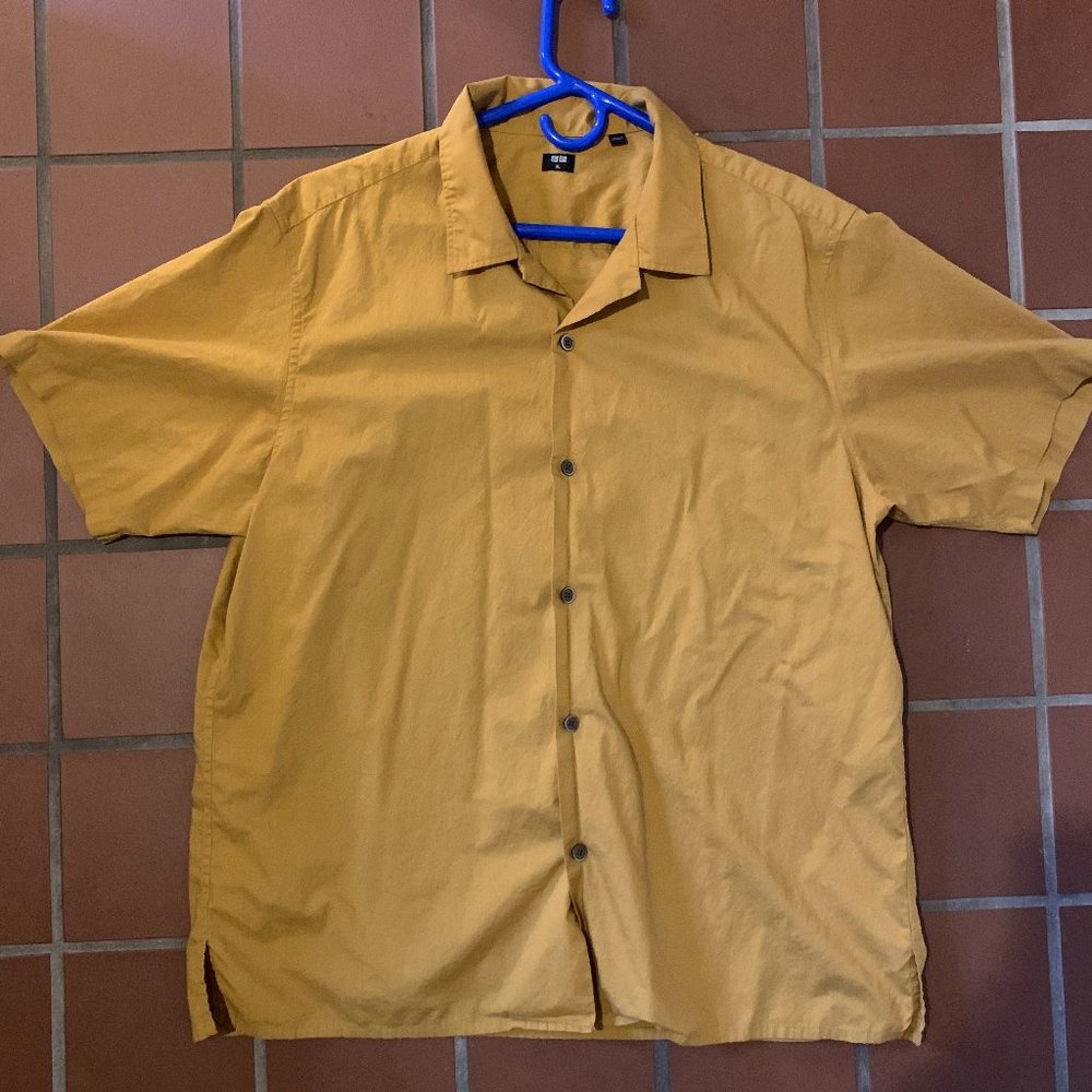 UNIQLO MEN OPEN COLLAR SHORT-SLEEVE SHIRT Bronze